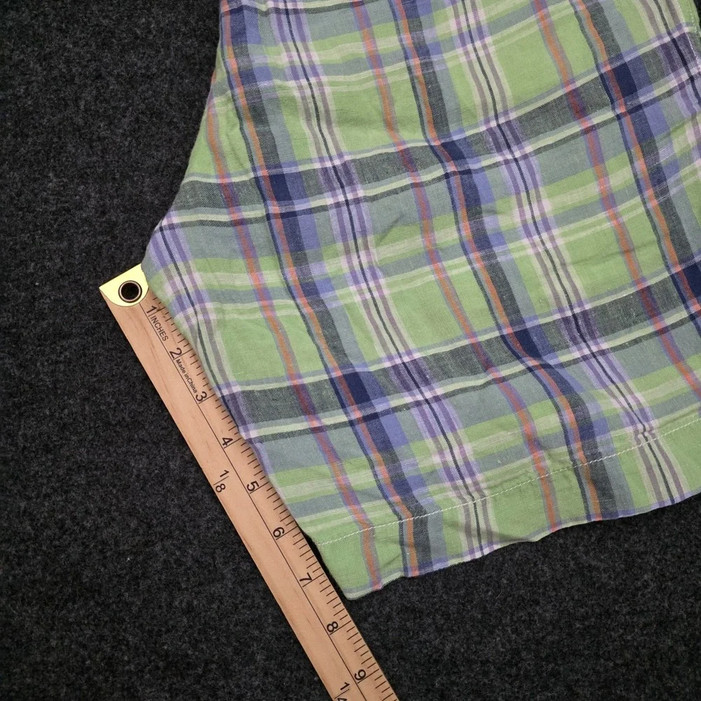 Polo Ralph Lauren Mens 32 Green Blue Madras Plaid Shorts 100% Linen‎ 8